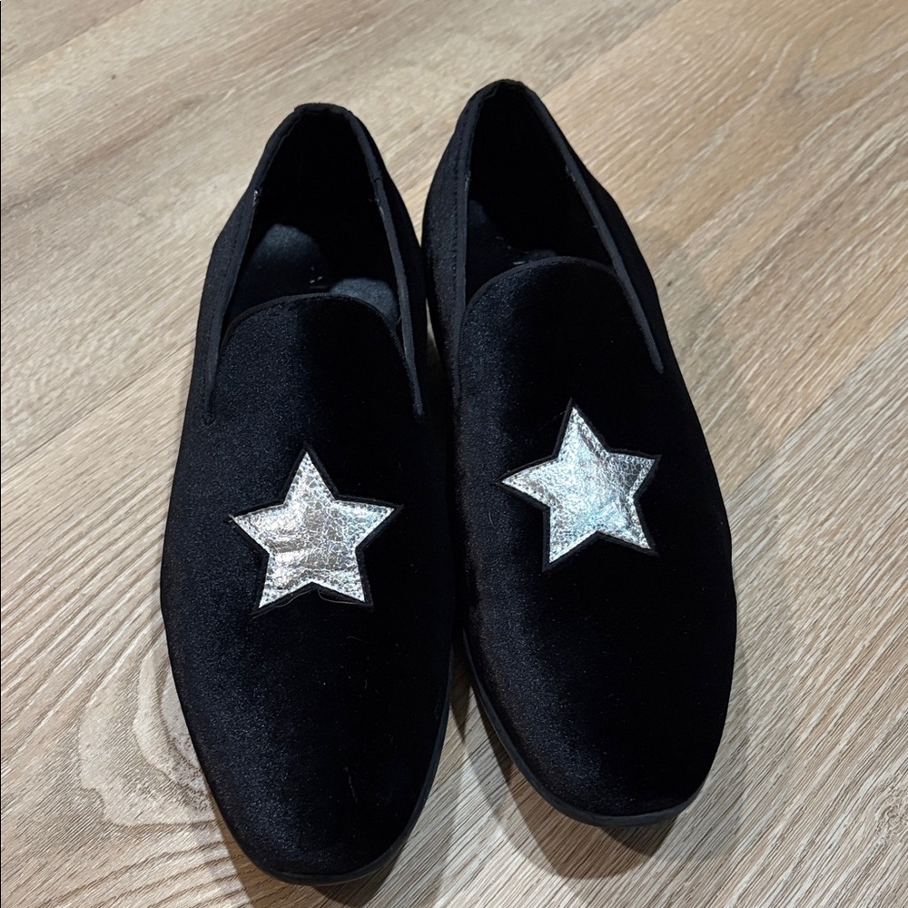 Aldo Black Loafers with Silver Star Detail